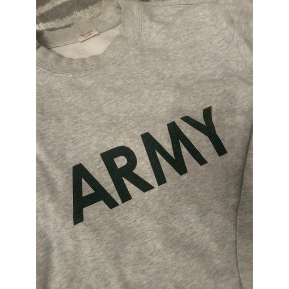 Brandy Melville John Galt Cropped Gray Army Crewneck - Picture 2 of 3